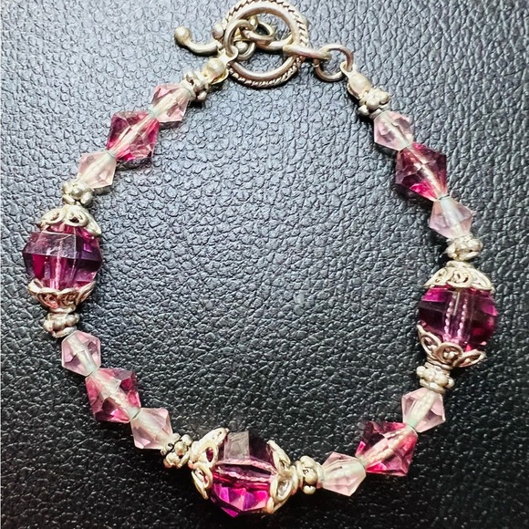 Jewelry - Vintage Rubellite Tourmaline Pink Crystal Bracelet